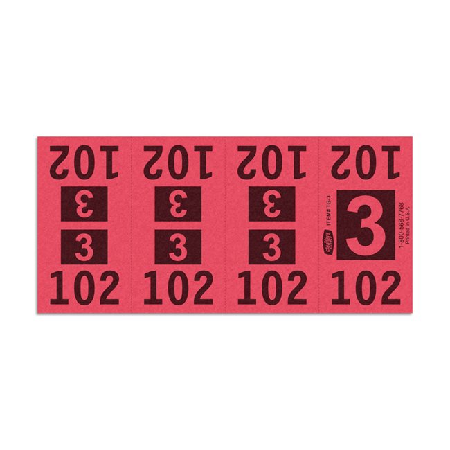 Etiquetas - Tickets Numerados  - CLEANER SUPPLY - #3 Rojo 1000/1 - Und