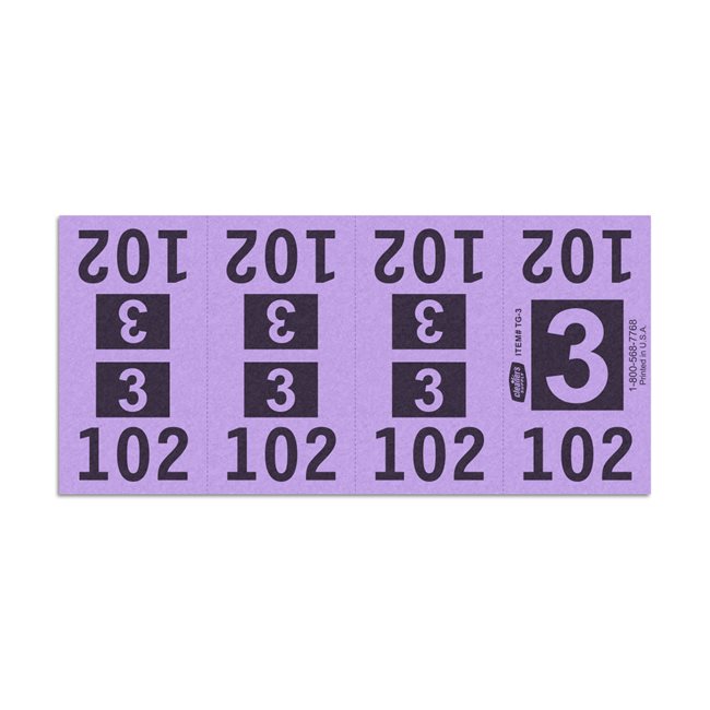 Etiquetas - Tickets Numerados  - CLEANER SUPPLY - #3 Morado 1000/1 - Und