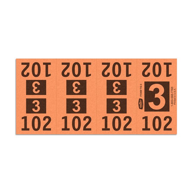 Etiquetas - Tickets Numerados  - CLEANER SUPPLY - #3 Naranja 1000/1 - Und