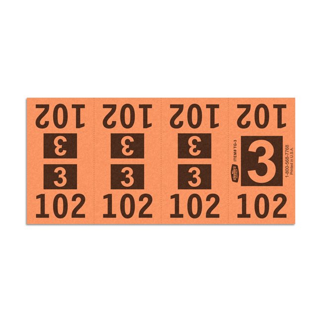 Etiquetas - Tickets Numerados  - CLEANER SUPPLY - #3 Naranja 1000/1 - Und