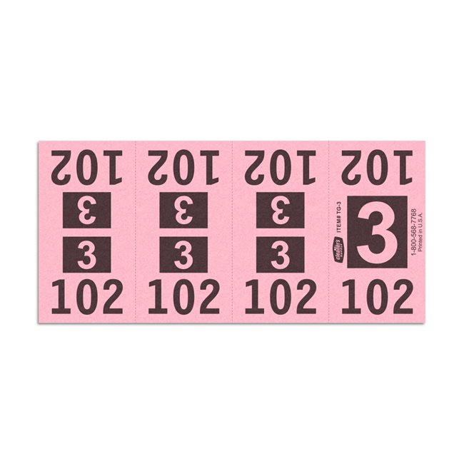 Etiquetas - Tickets Numerados  - CLEANER SUPPLY - #3 Rosado 1000/1 - Und