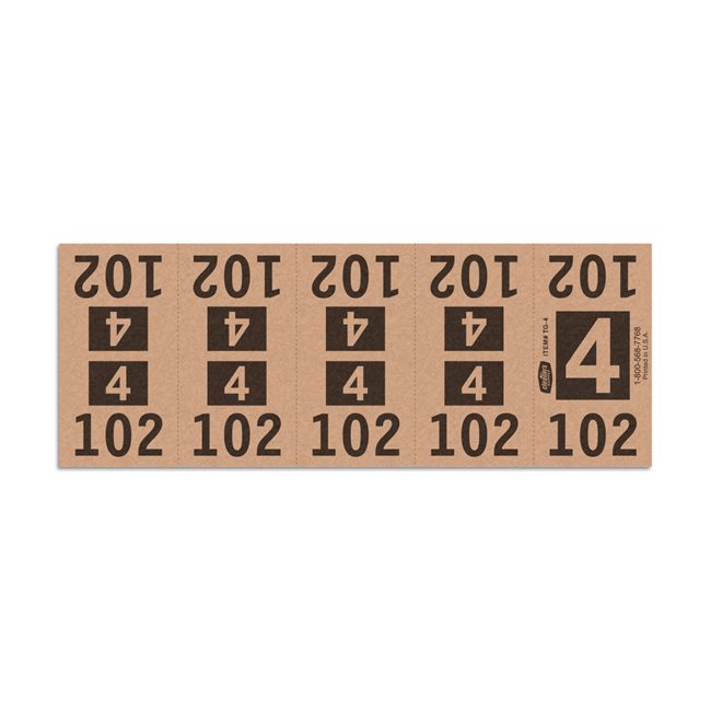 Etiquetas - Tickets Numerados  - CLEANER SUPPLY - #4 Marron (1,000/BOX - TAN) - Und