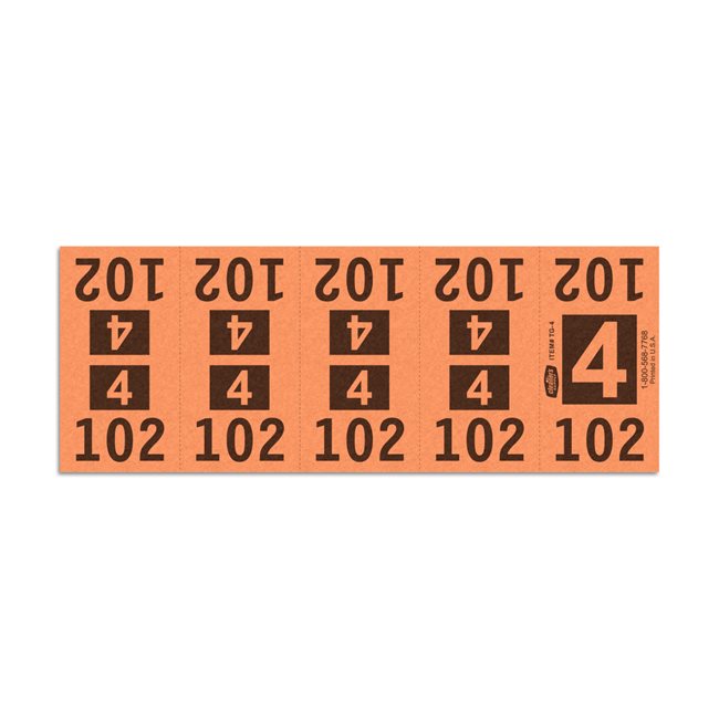 Etiquetas - Tickets Numerados  - CLEANER SUPPLY - #4 Naranja 1000/1 - Und